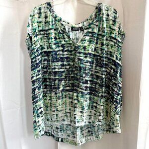 ANA‎ Womens Top Plus Size 1X Rayon Abstract Coastal Cowgirl Hippie Beachy 18520